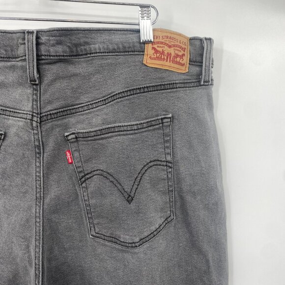 Levi's Ribcage Straight Ankle Jeans Women Size 22W Gray Denim Stretch Slim Capri - Picture 8 of 15